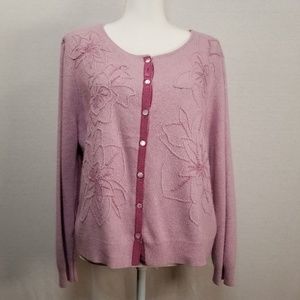 J JILL Women's Cardigan Embroidered Floral Sz XLP